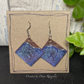 Copper and blue dangle earrings. Recycled copper earrings#107