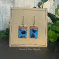 Copper and blue dangle earrings. Recycled copper earrings. #12