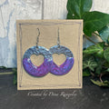 Lightweight earrings with stainless steel earring hooks. Pink and purple earrings. Heart earrings #72