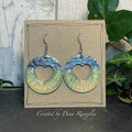 Lightweight earrings with stainless steel earring hooks. Green earrings. Heart earrings #65