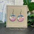 Painted earrings with stainless steel earring hooks. Pink earrings. Disc earrings #75
