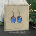 copper earrings. Oval earrings. Small earrings. Mini earrings. Purple earrings. #82
