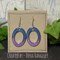 Painted purple earrings with stainless steel earring hooks. Purple earrings.#37