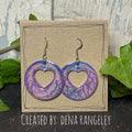 Lightweight earrings with stainless steel earring hooks. Blue and purple earrings. Heart earrings #47