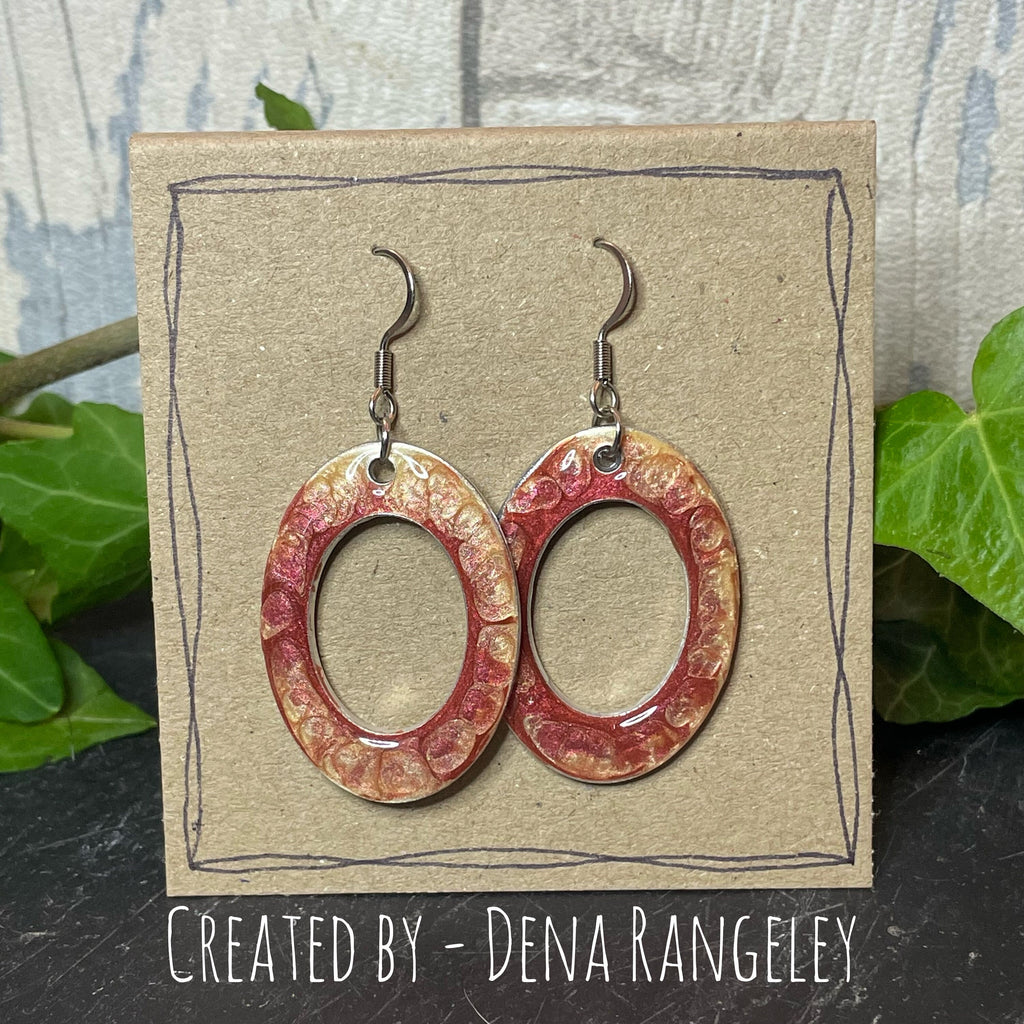 Painted red earrings with stainless steel earring hooks. Red earrings. #36