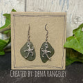 Green natural Norfolk sea glass earrings with stainless steel earring hook. Starfish earrings #48