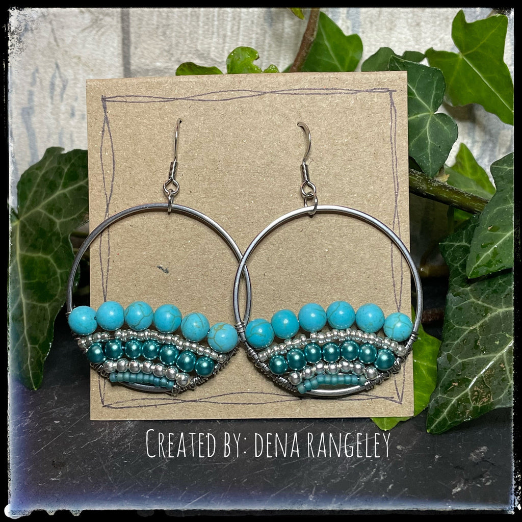 Dangle turquoise earrings. Beaded earrings. Turquoise earrings. Blue earrings #84