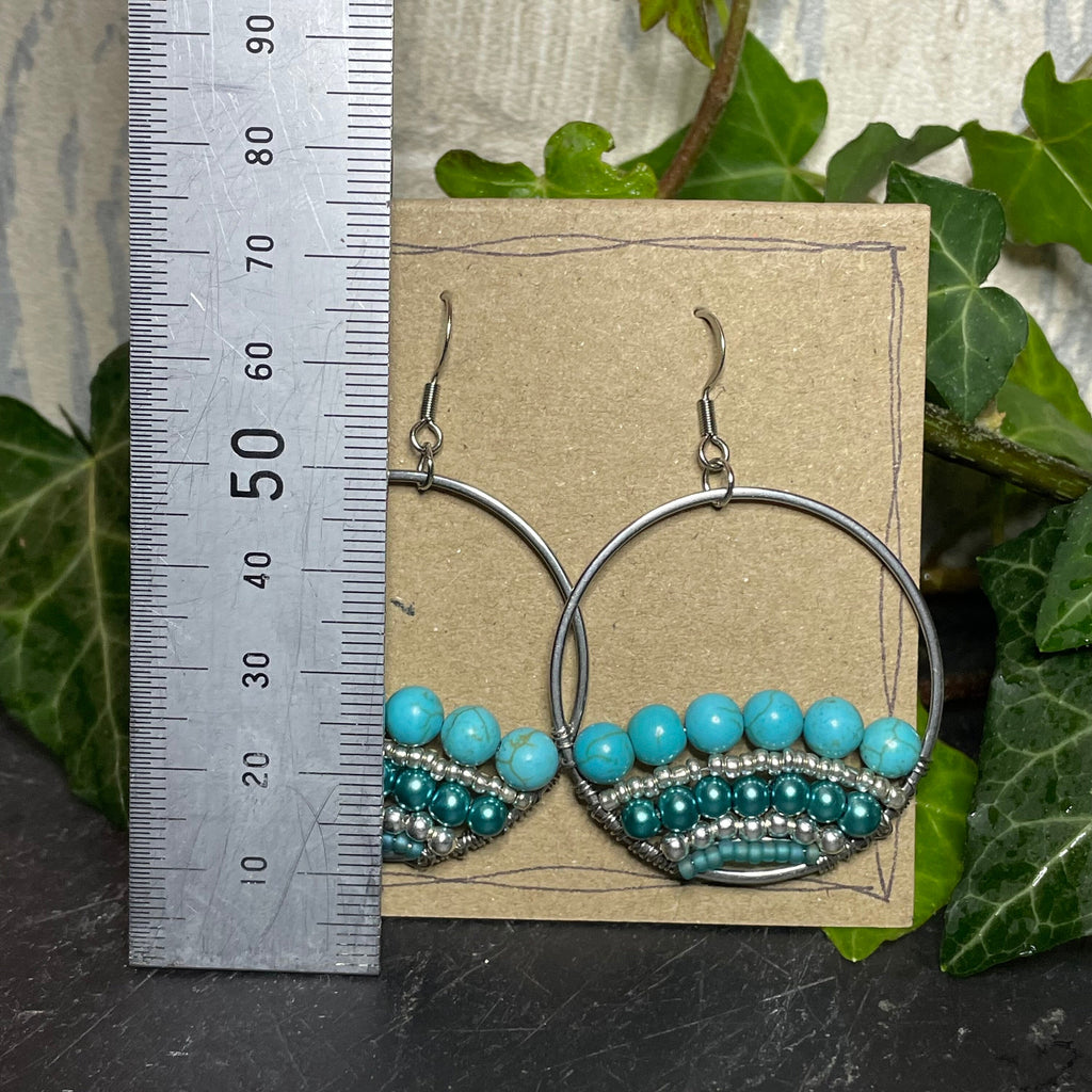 Dangle turquoise earrings. Beaded earrings. Turquoise earrings. Blue earrings #84