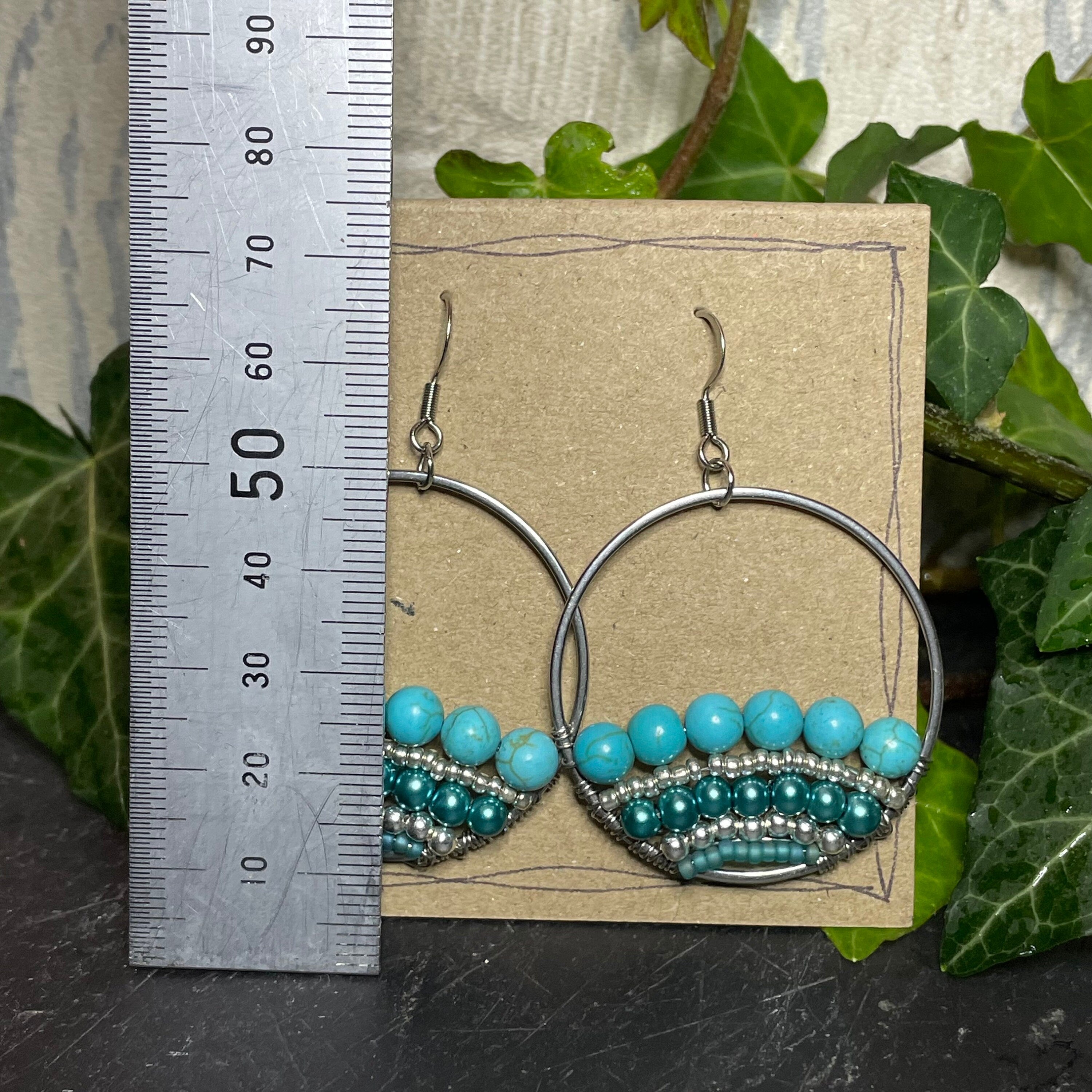 Dangle turquoise earrings. Beaded earrings. Turquoise earrings. Blue earrings #84
