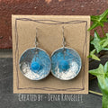 hammered domed earrings. Blue earrings. #143