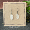 White natural Norfolk sea glass earrings with stainless steel earring hook. Mini earrings #156