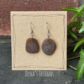Brown natural Norfolk sea glass earrings with stainless steel earring hook. #157
