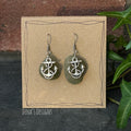 Green natural Norfolk sea glass earrings with stainless steel earring hook. Anchor earrings #162