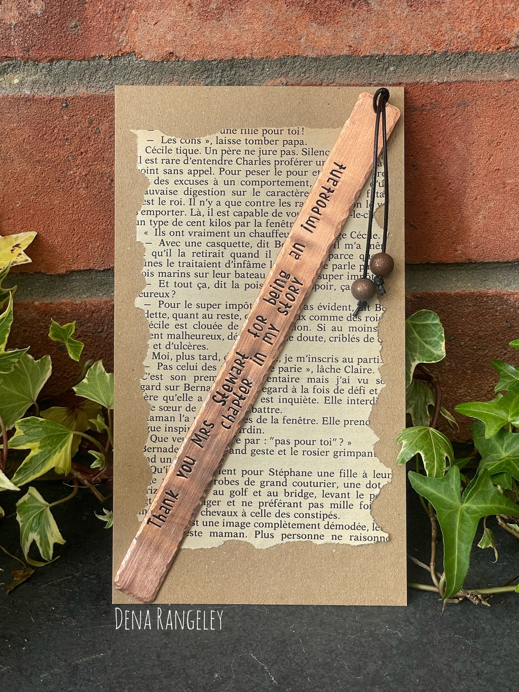Copper bookmarks. Stamped bookmark. Thank you gift. Teachers gift. Bookmark. Thank you for being an important chapter in my story.