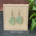 Green natural Norfolk sea glass earrings with stainless steel earring hooks. #158