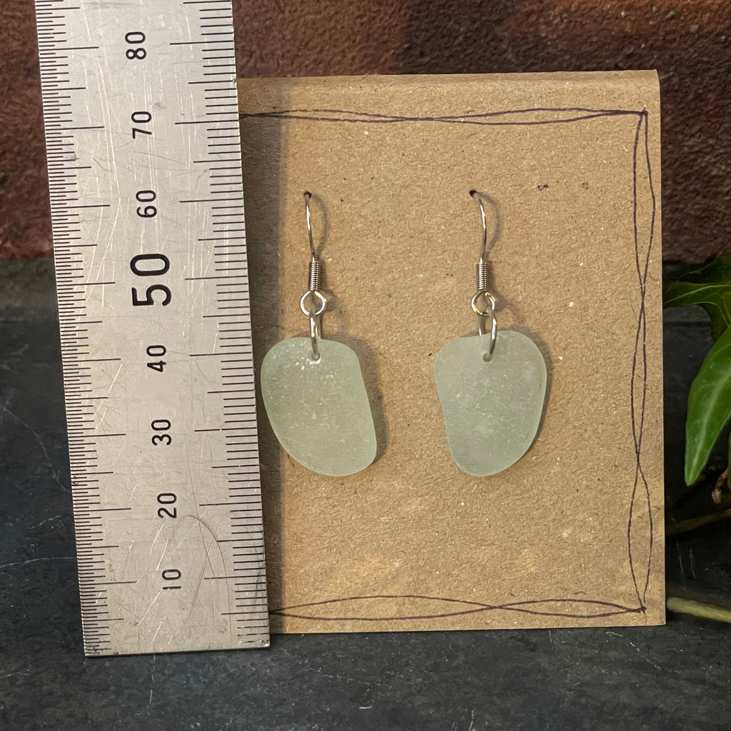 White natural Norfolk sea glass earrings with stainless steel earring hooks. #165