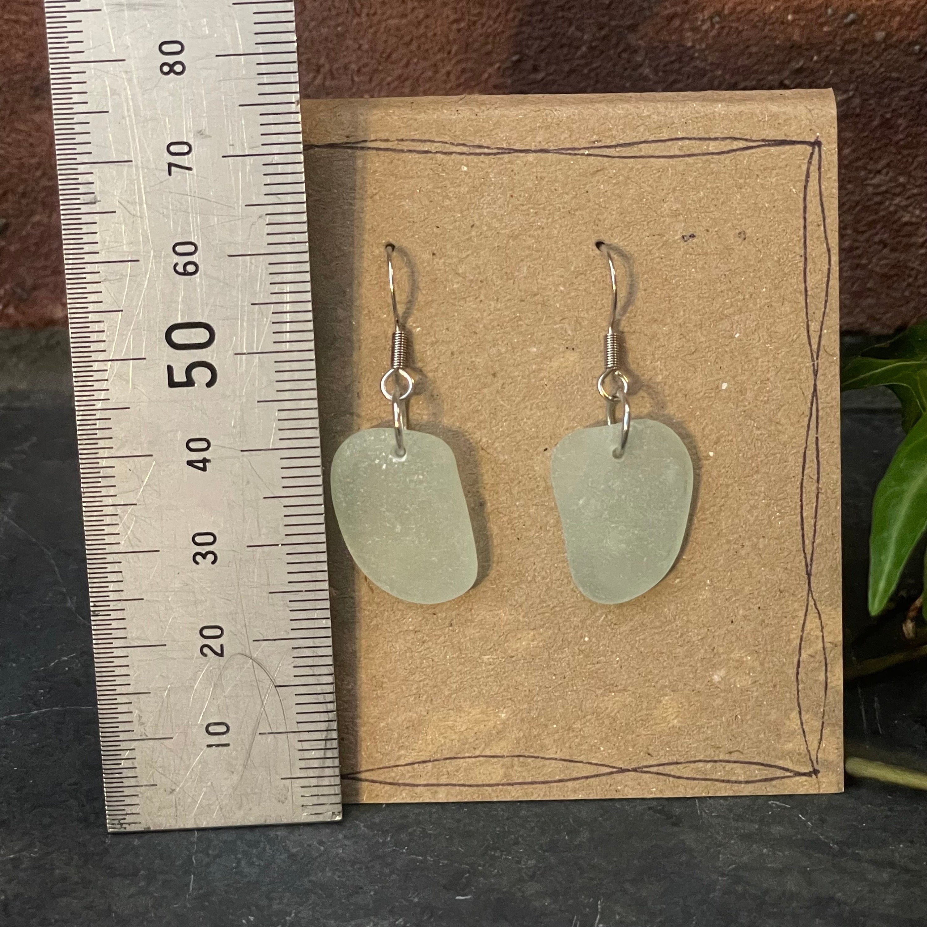 White natural Norfolk sea glass earrings with stainless steel earring hooks. #165