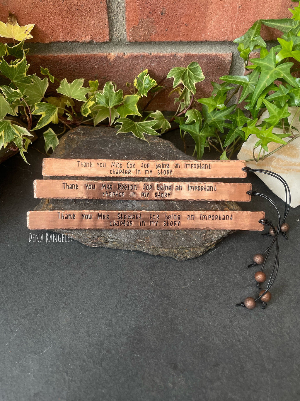 Copper bookmarks. Stamped bookmark. Thank you gift. Teachers gift. Bookmark. Thank you for being an important chapter in my story.