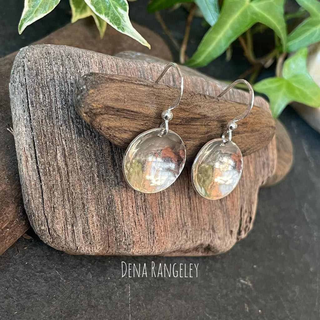 Sterling silver textured earrings.