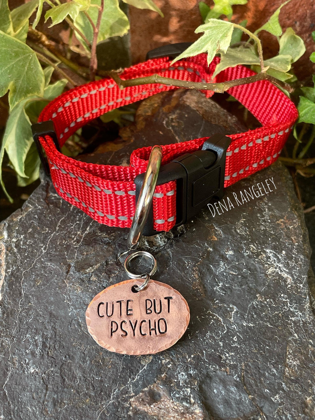 Cute but psycho tag. Novelty dog tag. Cute but psycho charm