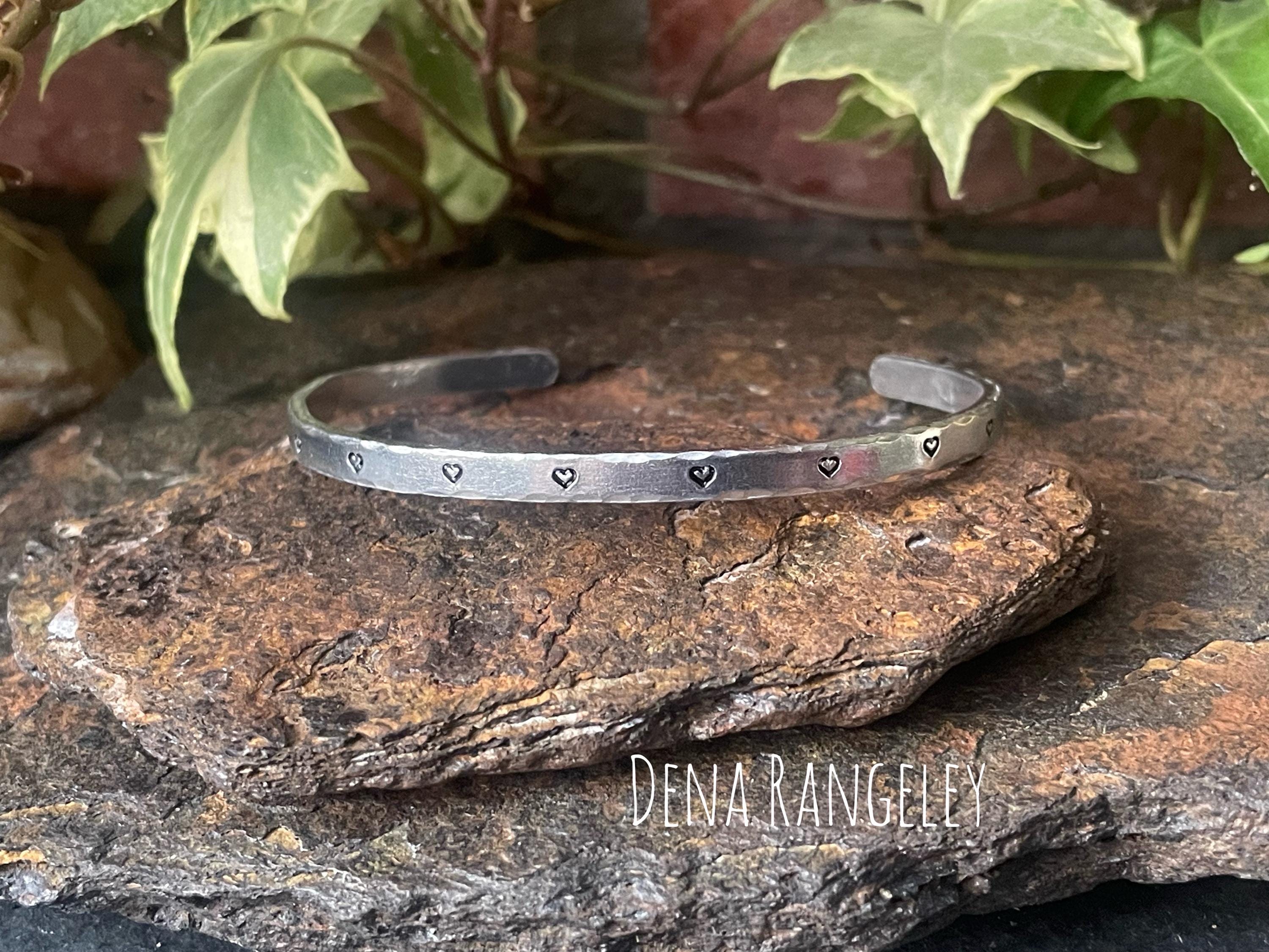Hand stamped cuff bracelet. Hearts cuff bracelet. Aluminium cuff bracelet. Heart bracelet
