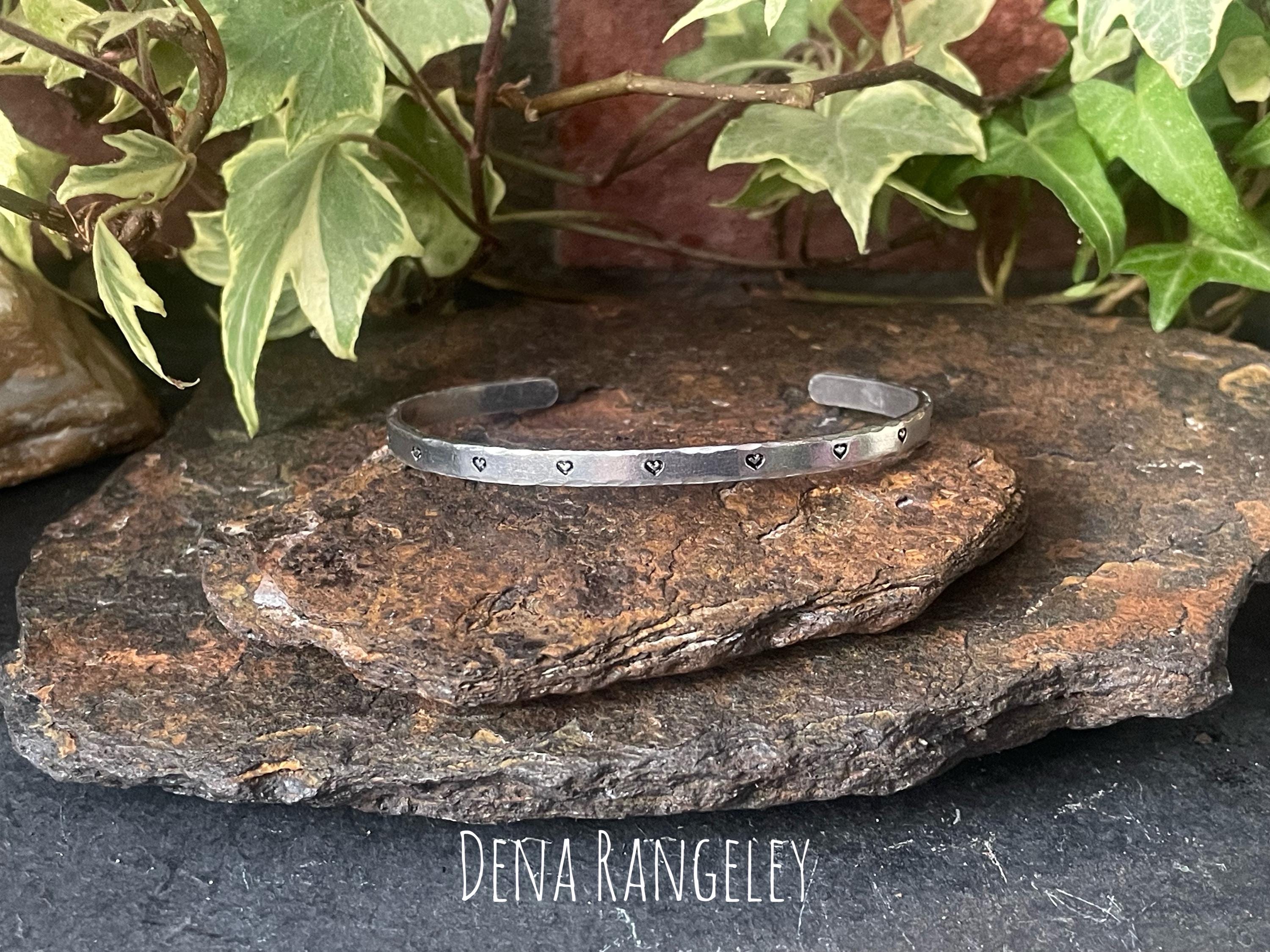 Hand stamped cuff bracelet. Hearts cuff bracelet. Aluminium cuff bracelet. Heart bracelet
