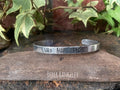 Hand stamped cuff bracelet. Cute but psycho cuff bracelet. Aluminium cuff bracelet. Inspiring cuff bracelet