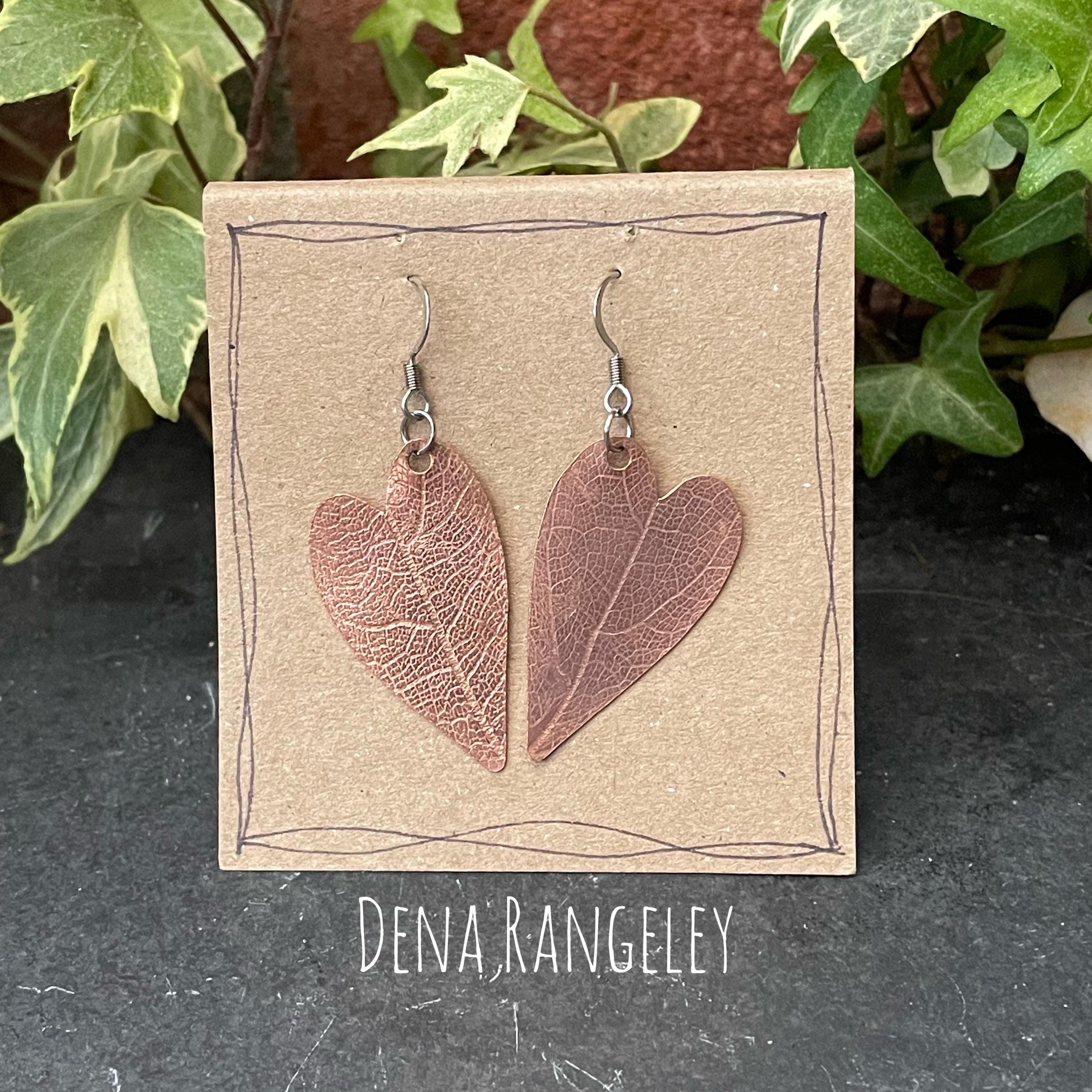 Leaf earrings. Copper earrings. Copper leaves #23