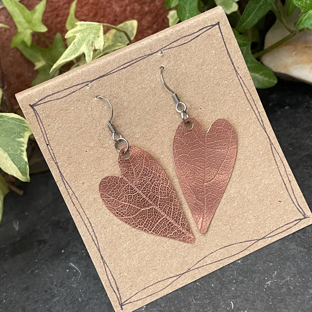 Leaf earrings. Copper earrings. Copper leaves #23