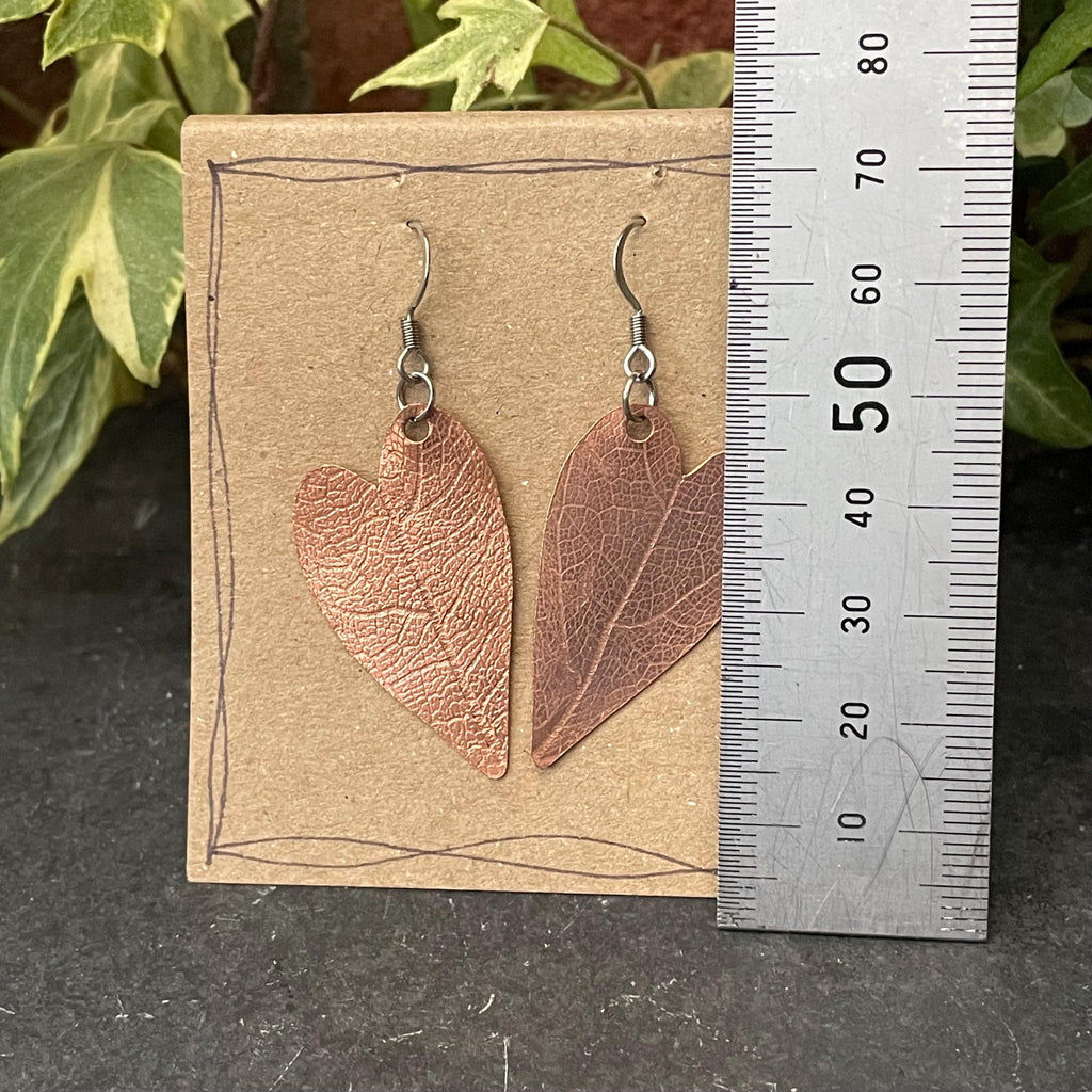 Leaf earrings. Copper earrings. Copper leaves #23