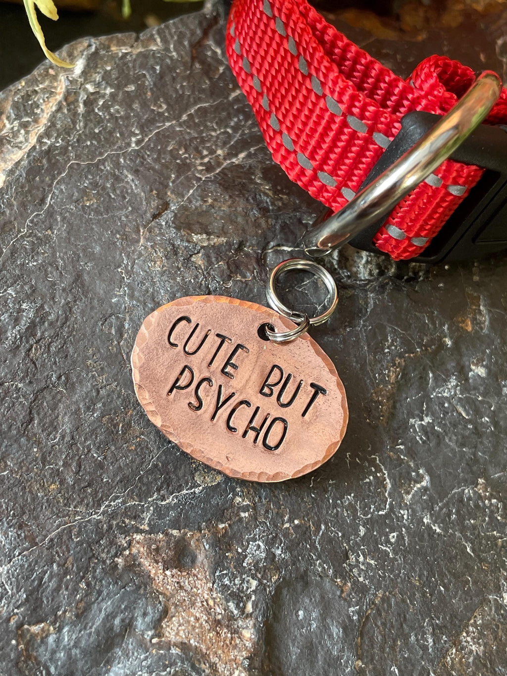 Cute but psycho tag. Novelty dog tag. Cute but psycho charm
