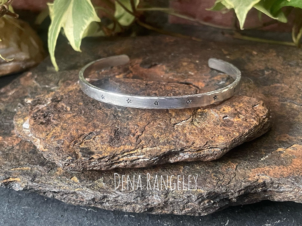 Hand stamped cuff bracelet. Star cuff bracelet. Aluminium cuff bracelet. Star bracelet