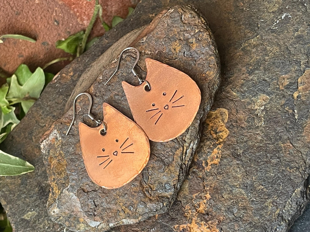 Cat earrings. Copper cat earrings #22
