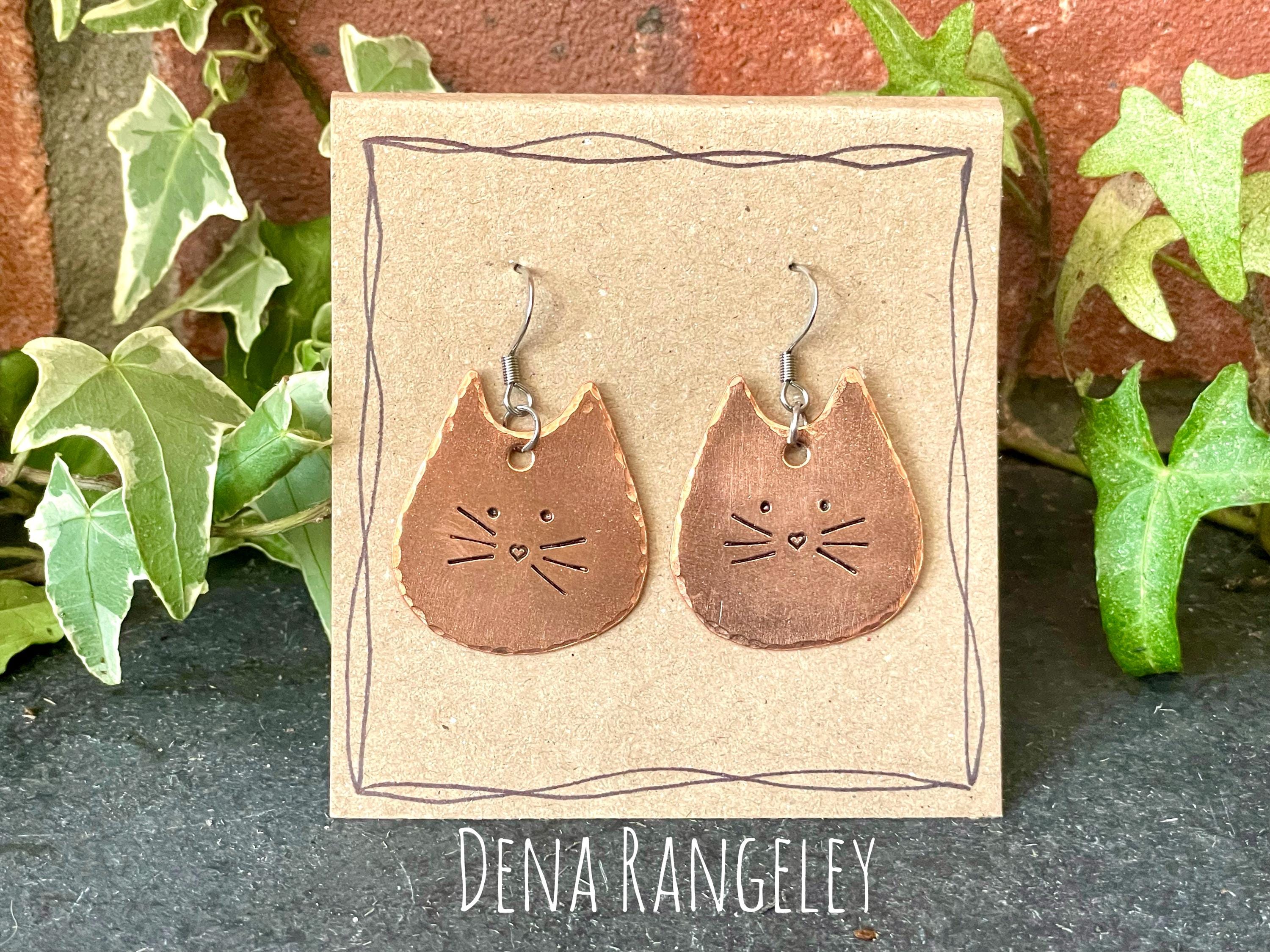 Cat earrings. Copper cat earrings #22