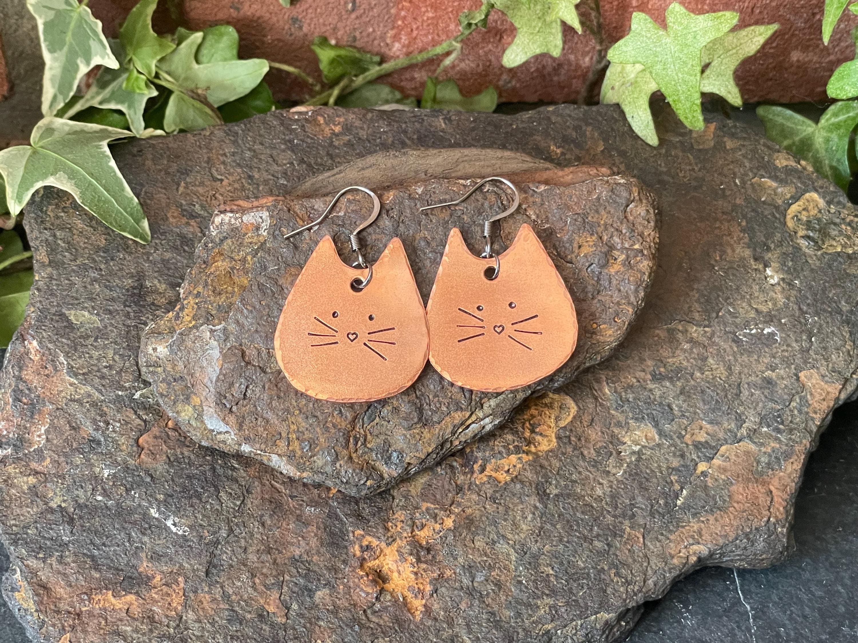 Cat earrings. Copper cat earrings #22