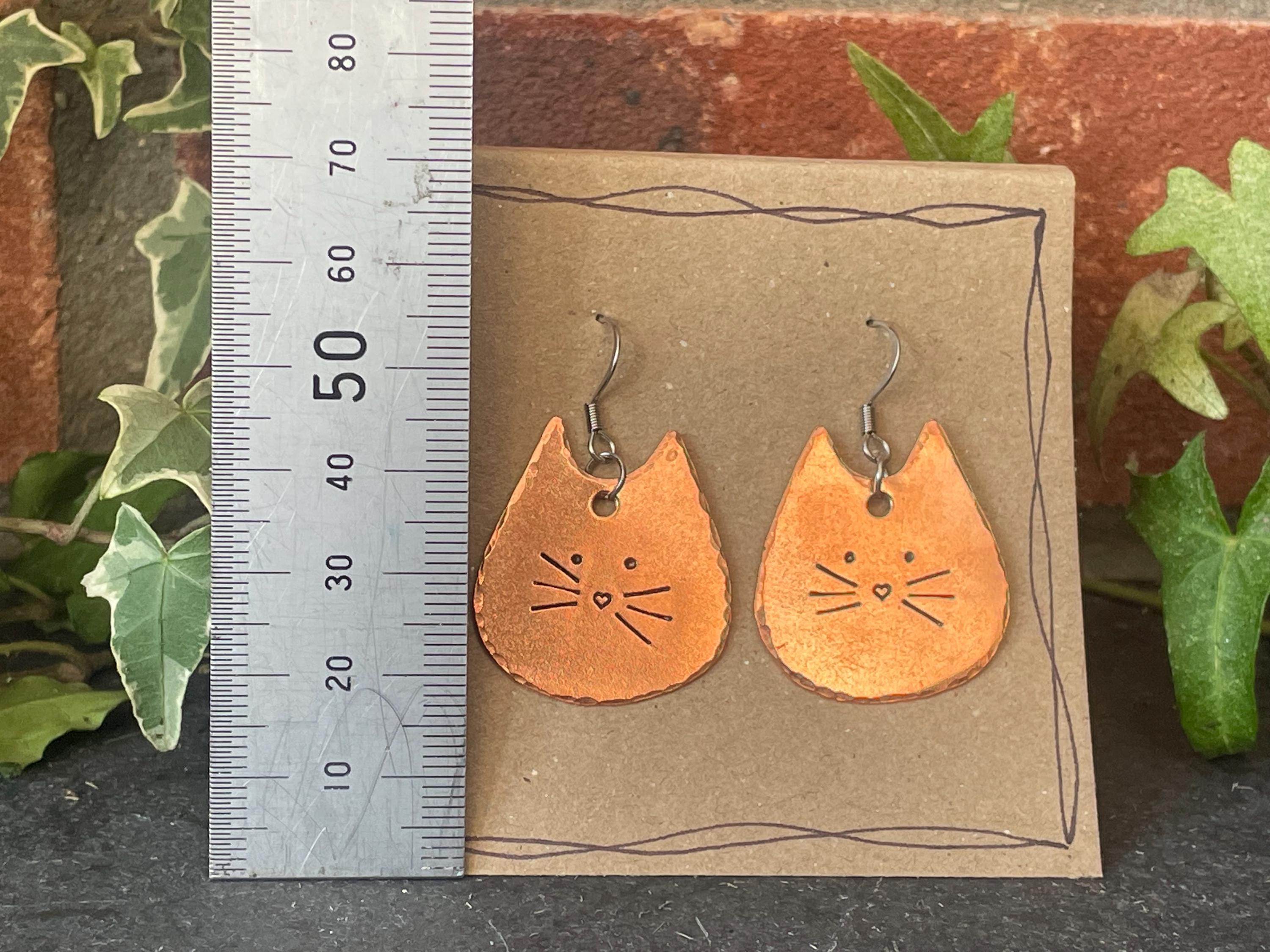 Cat earrings. Copper cat earrings #22