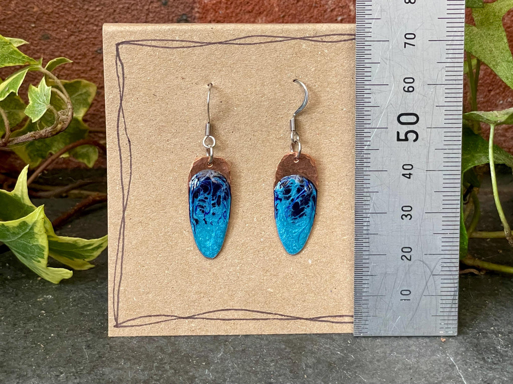 Blue copper earrings. Copper earrings. #112