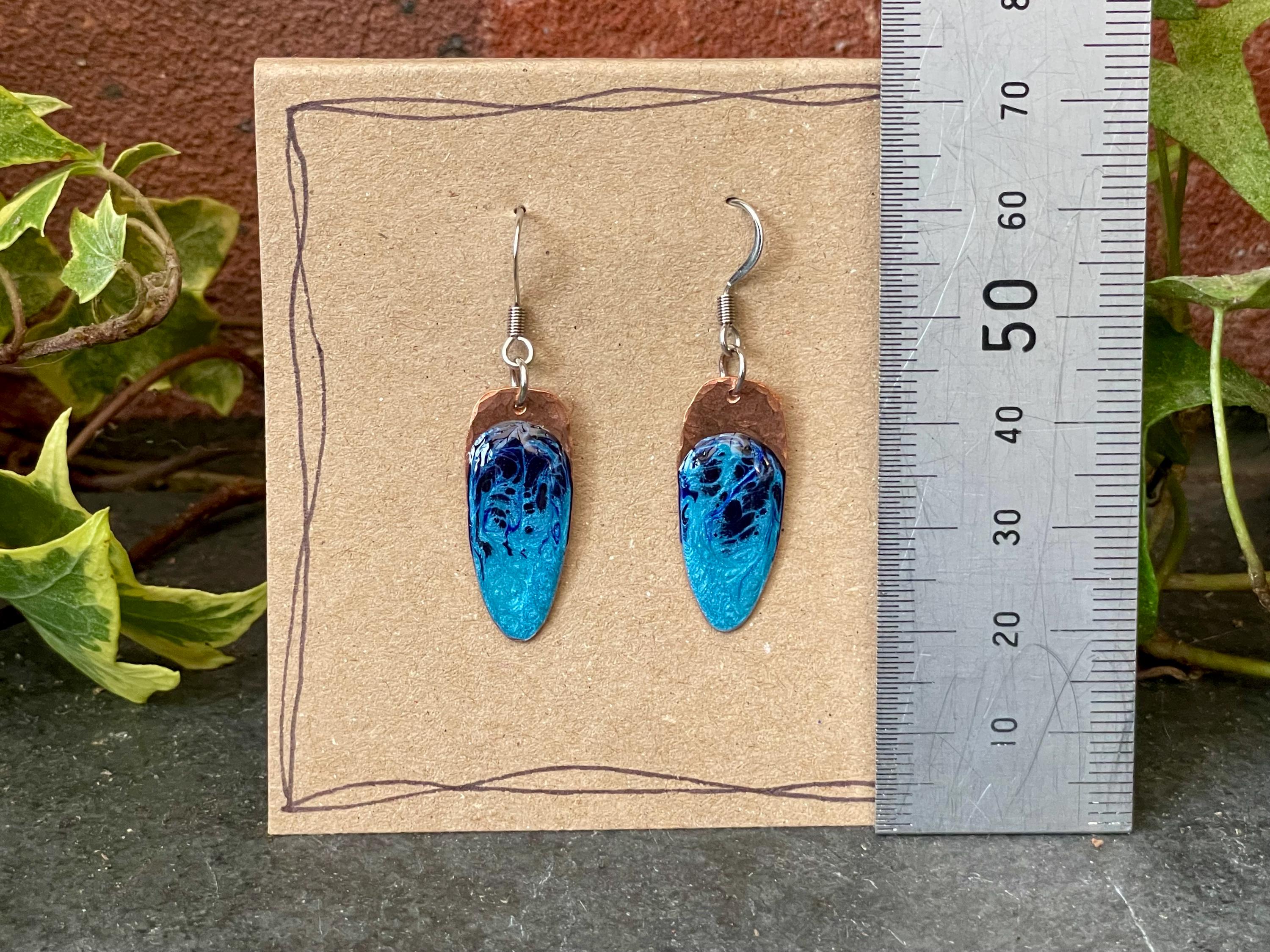 Blue copper earrings. Copper earrings. #112