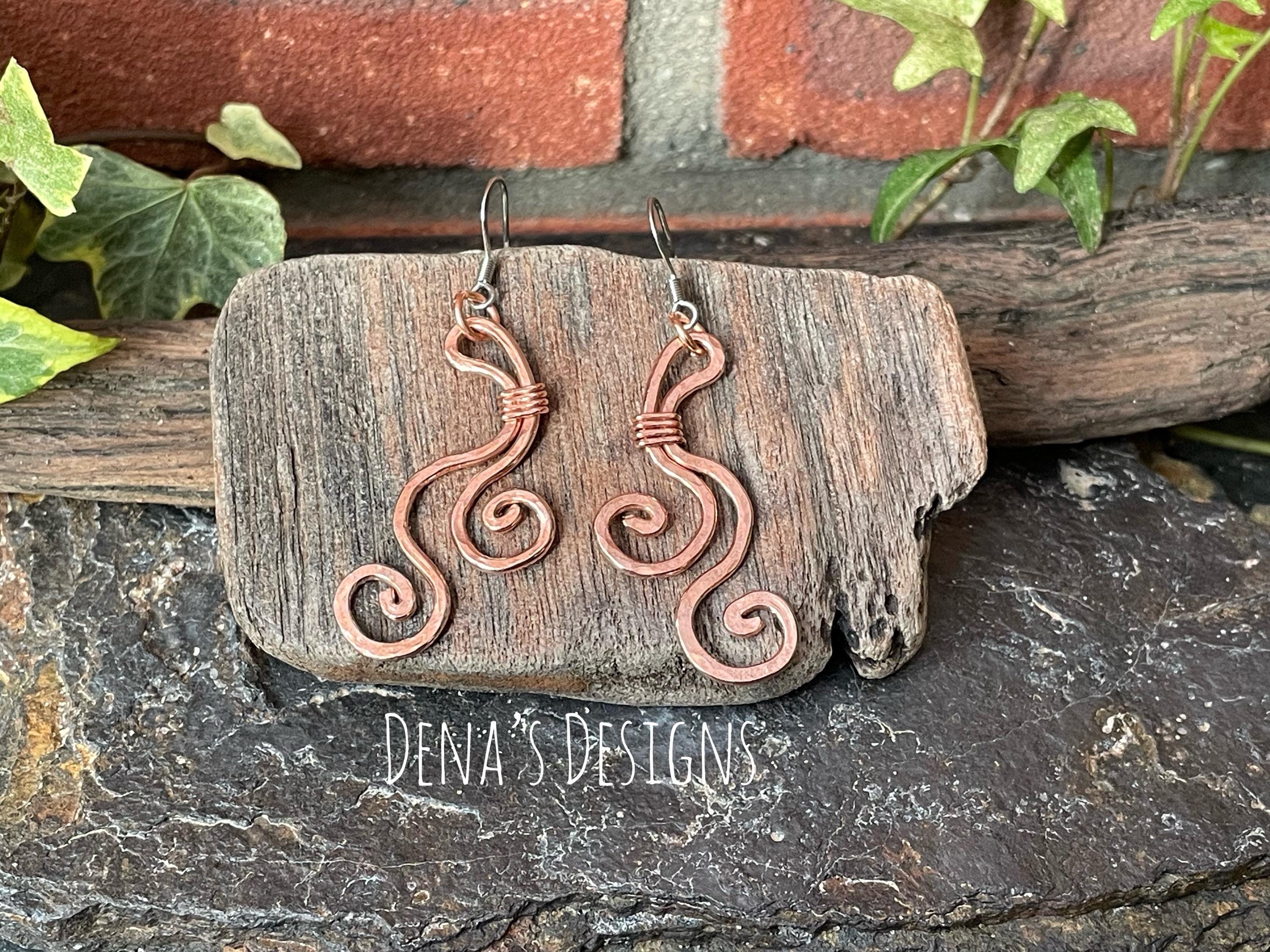 Dangle copper earrings. Chandelier earrings. Spriral earrings. Swirl earrings. Delicate earrings #81