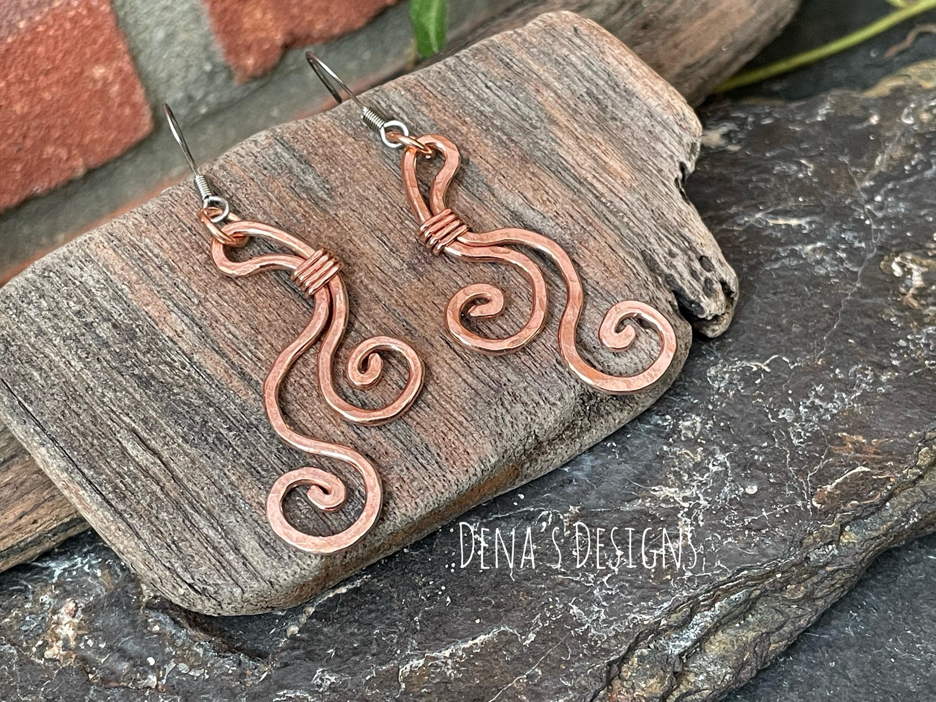 Dangle copper earrings. Chandelier earrings. Spriral earrings. Swirl earrings. Delicate earrings #81