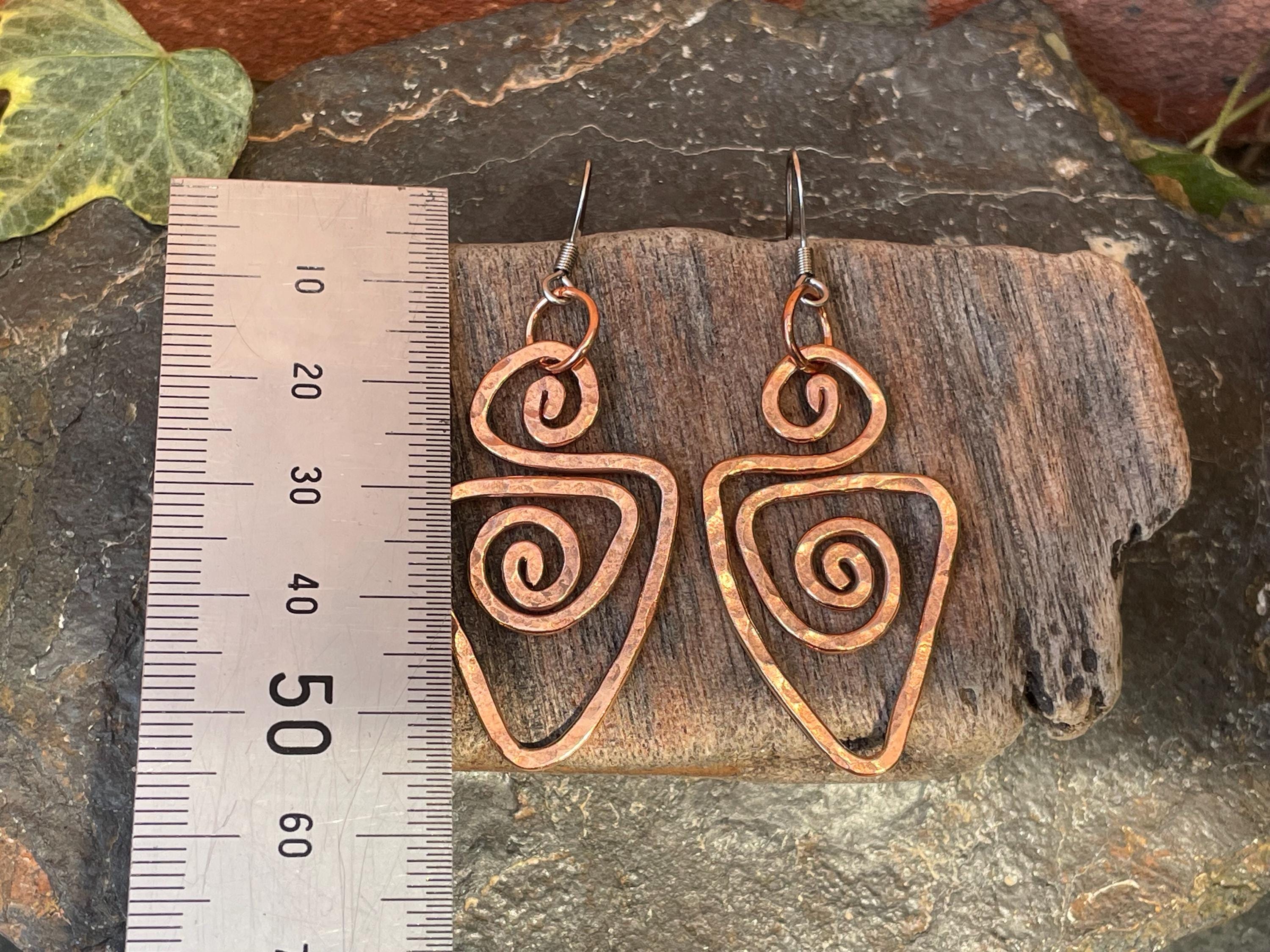 Dangle copper earrings. Chandelier earrings. Spriral earrings #188