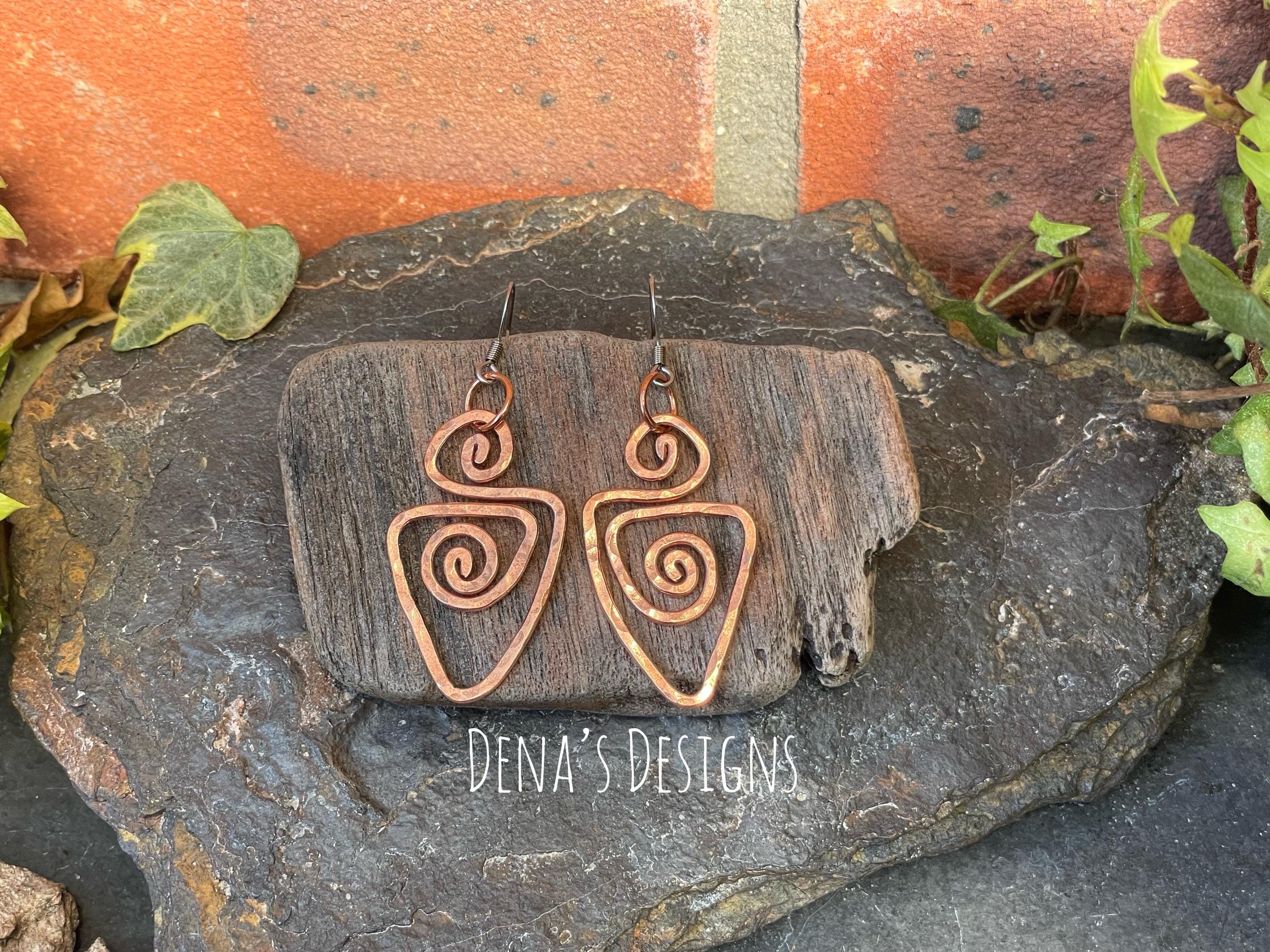 Dangle copper earrings. Chandelier earrings. Spriral earrings #188