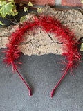 Tinsel hairbands. Tinsel headbands. Sparkle headbands. Red headband.