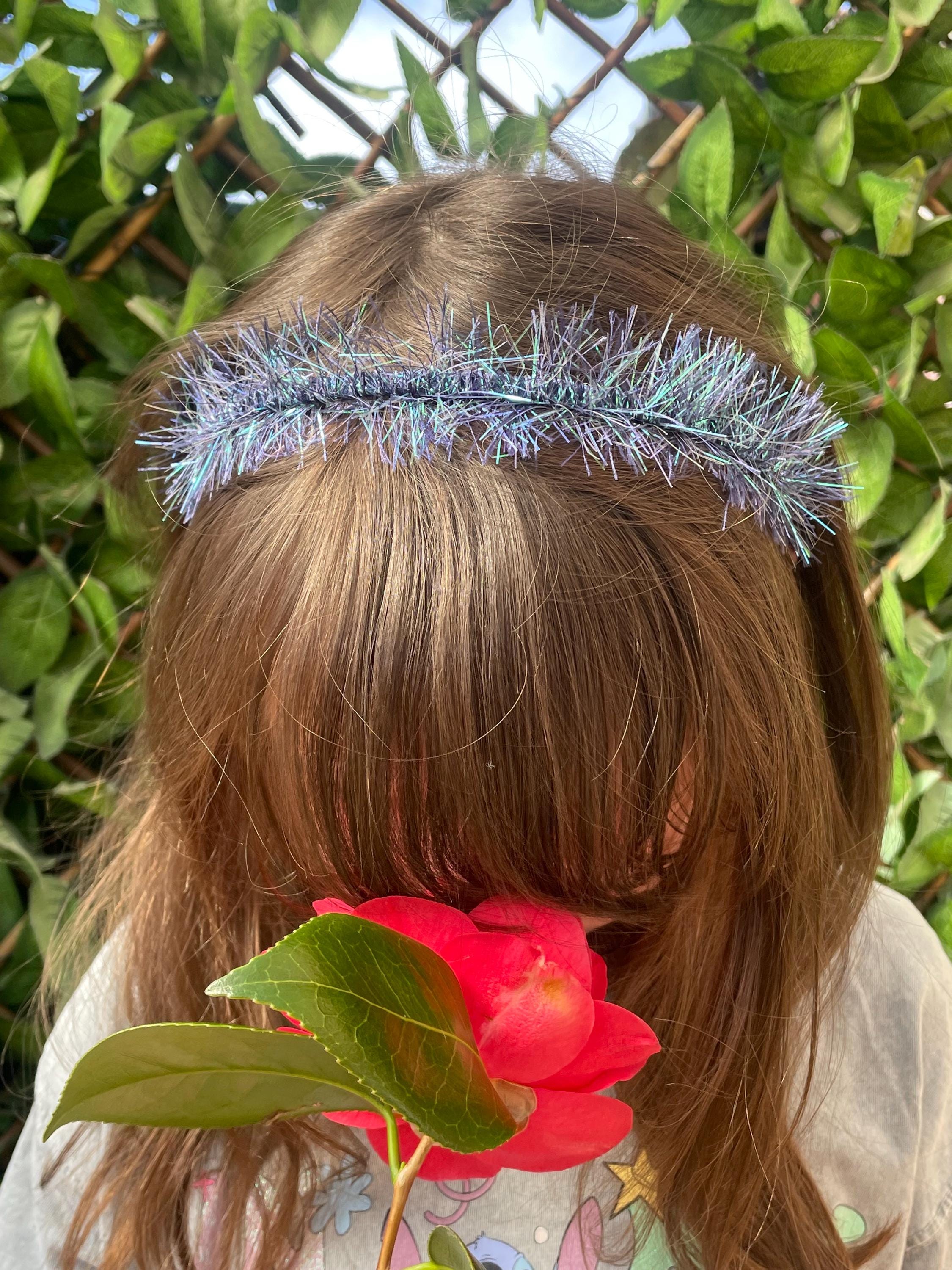 Tinsel hairbands. Tinsel headbands. Sparkle headbands. Blue headband.
