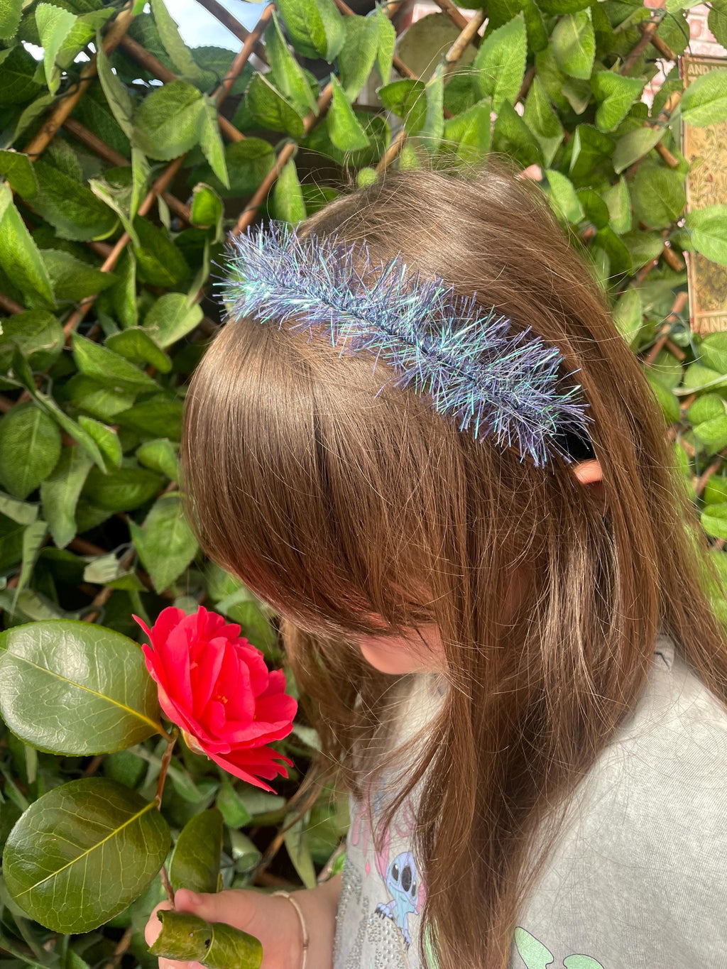 Tinsel hairbands. Tinsel headbands. Sparkle headbands. Blue headband.