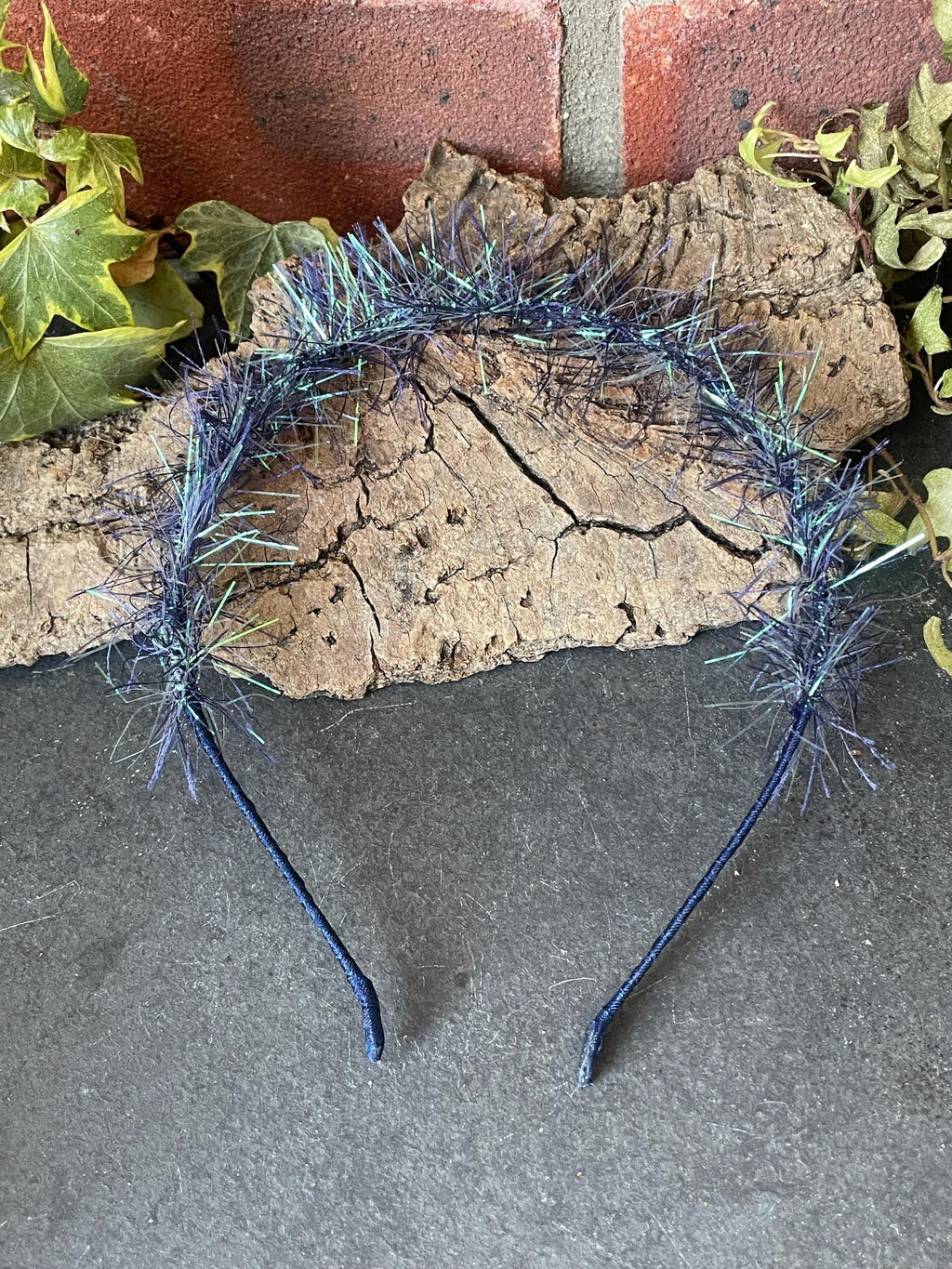 Tinsel hairbands. Tinsel headbands. Sparkle headbands. Blue headband.