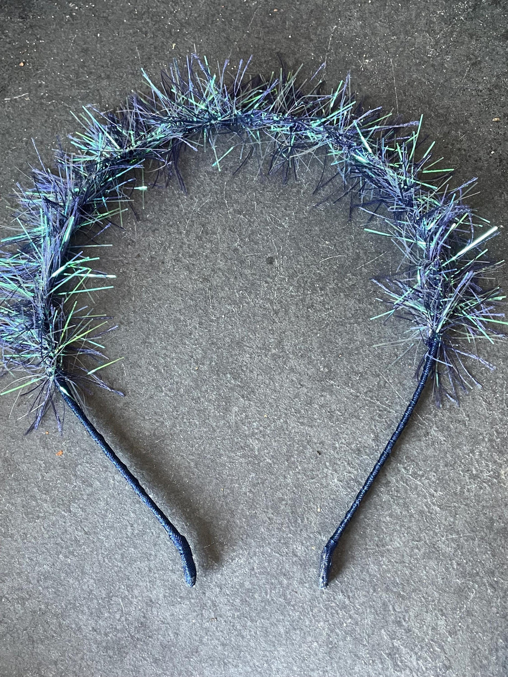 Tinsel hairbands. Tinsel headbands. Sparkle headbands. Blue headband.