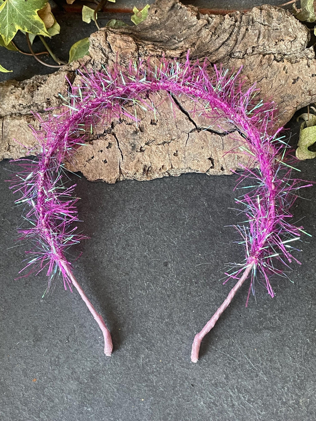 Tinsel hairbands. Tinsel headbands. Sparkle headbands. Pink headband.
