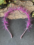 Tinsel hairbands. Tinsel headbands. Sparkle headbands. Pink headband.