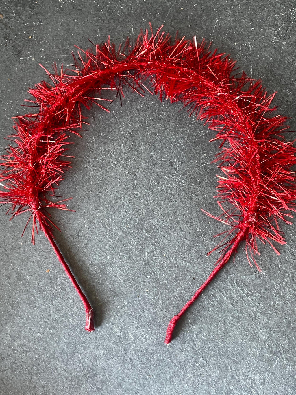Tinsel hairbands. Tinsel headbands. Sparkle headbands. Red headband.